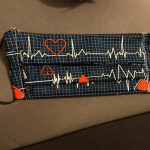 Clever EKG Heart Beat Medical Print on Black Pure Cotton - Etsy