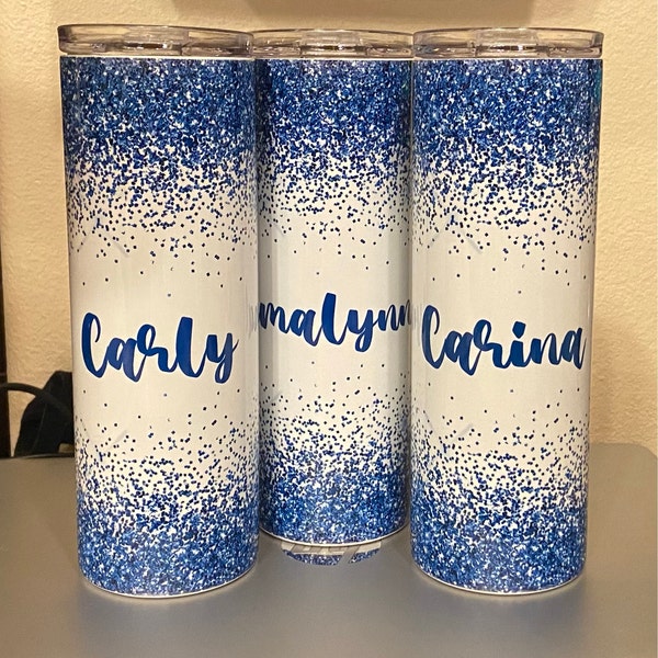 20 Oz Skinny Tumbler Blue Glitter Wrap Tapered Straight Template ...