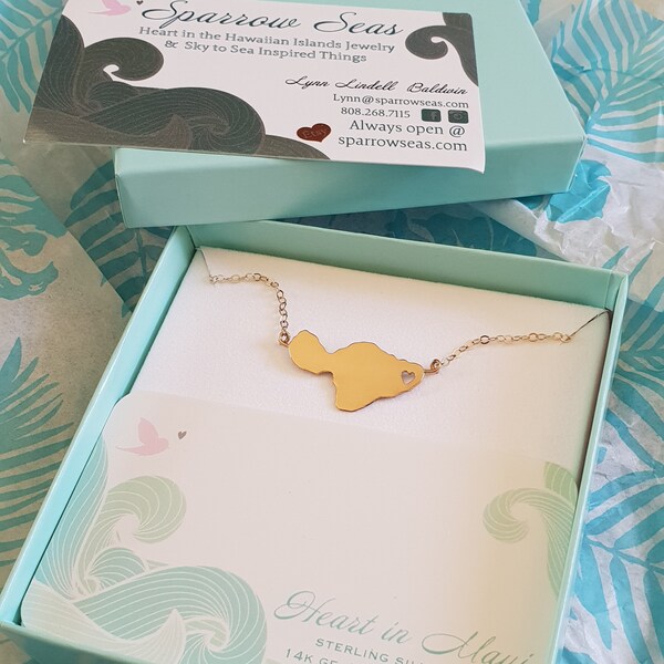 Heart in Hana, Maui Necklace, Sterling Silver Hawaiian Island Handmade ...