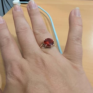 オレンジトパーズソリティアリング、925スターリングシルバー製