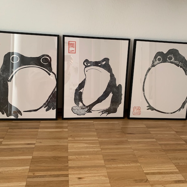 Japanese Frog Matsumoto Hoji Toad Set of 3 Woodblock Art Print ...