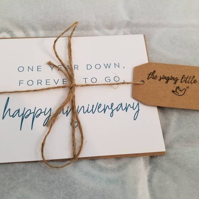 Greeting Cards For Everyone – 'One Year Down, Forever' Karte Zum 1. Jahrestag, Blanko Innen, 12,7 X 17,8 Cm