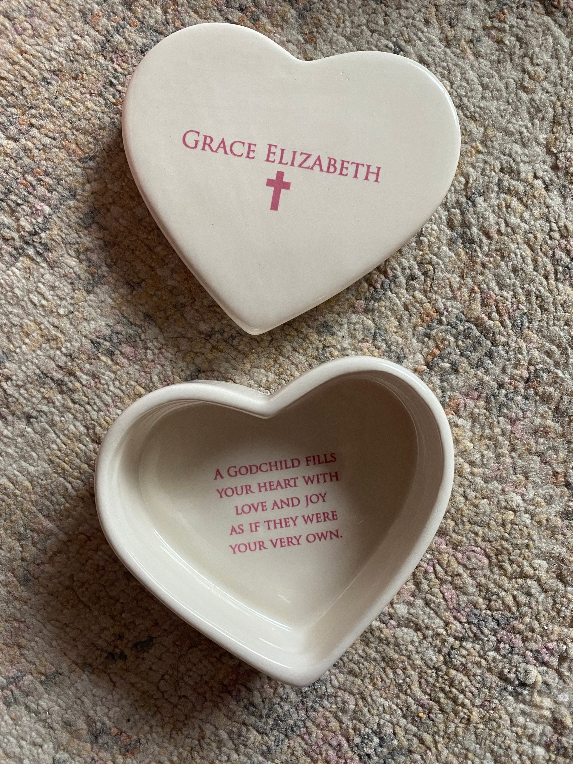 Personalized Baptism Gift, First Communion Gift, Confirmation Gift, Godchild Gift, Goddaughter Gift -With Irish Blessing -Heart Keepsake Box