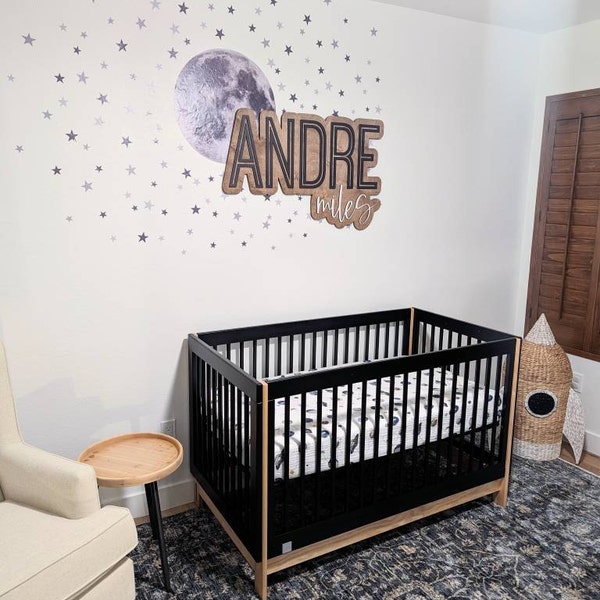Big Moon and Stars Peel and Stick Wall Decal, Nursery Moon Sticker ...