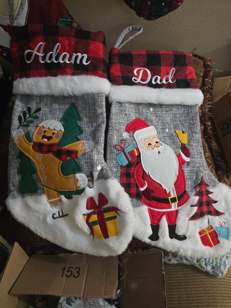 Christmas Stockings Personalized Holiday Stockings for Family Stockings Buffalo Plaid Stocking Embroidered Name Stockings for Christmas Gift