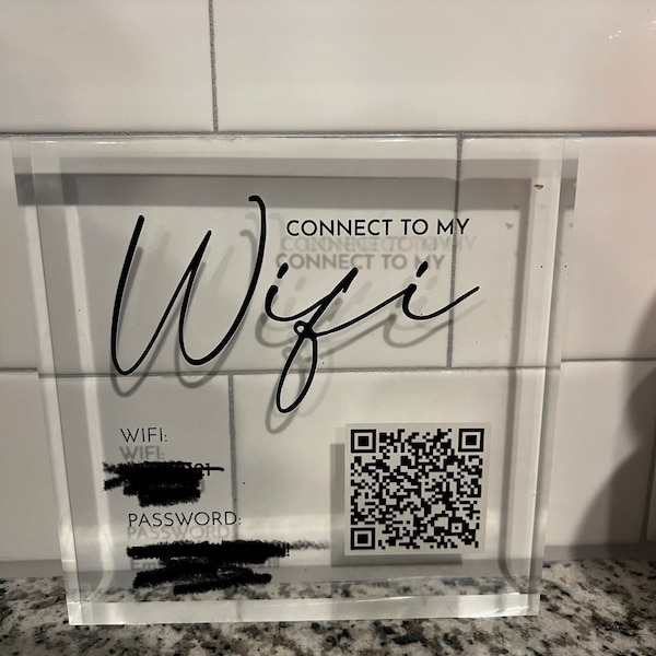 Wifi Acrylic Block Plaque With Password Info and QR Code Office Cafe ...