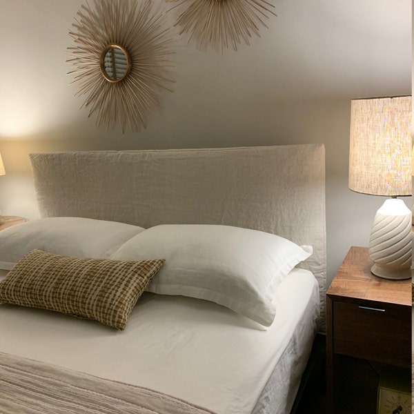 Headboard Slipcover Natural Linen, Custom Made Linen Headboard Cover ...