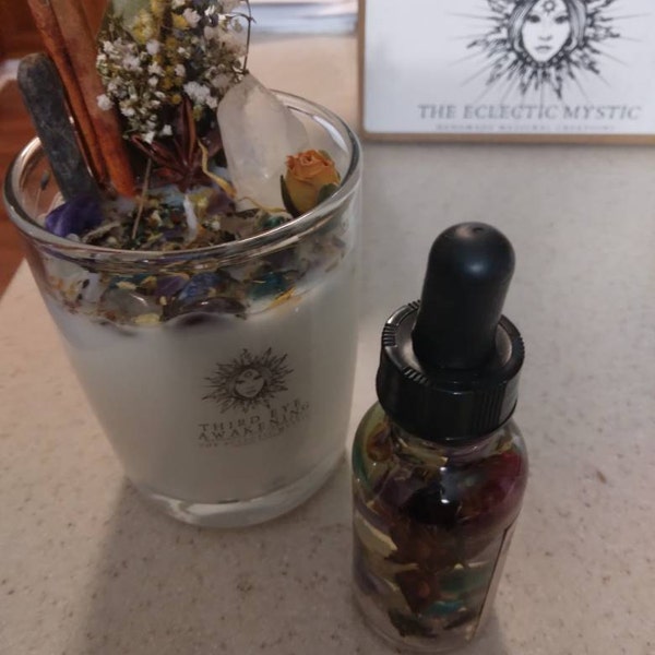 Third Eye Awakening Intention Candle With Crystals Herbs & Flowers- Bay ...