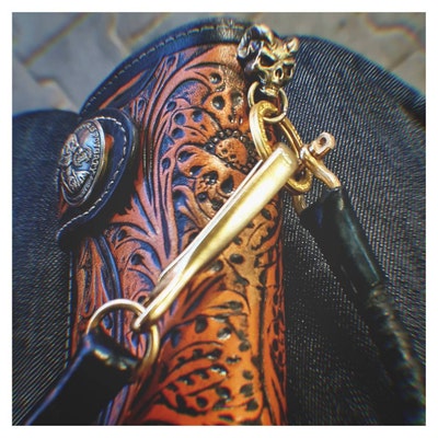 6PC Western Floreale Longhorn RODEO Leather Craft Ottone Antico - Foto 13