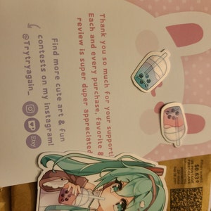 ScleraGo 65pcs/lot Green Japanese Anime Stickers Cute Girl Love Water Proof  Miku Stickers Water for Mobile Notebook Cup 9695