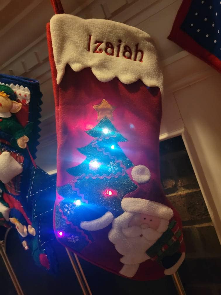 Light Up Snowman Santa Personalized Christmas Stockings 3D Kids Christmas Embroidered with Names