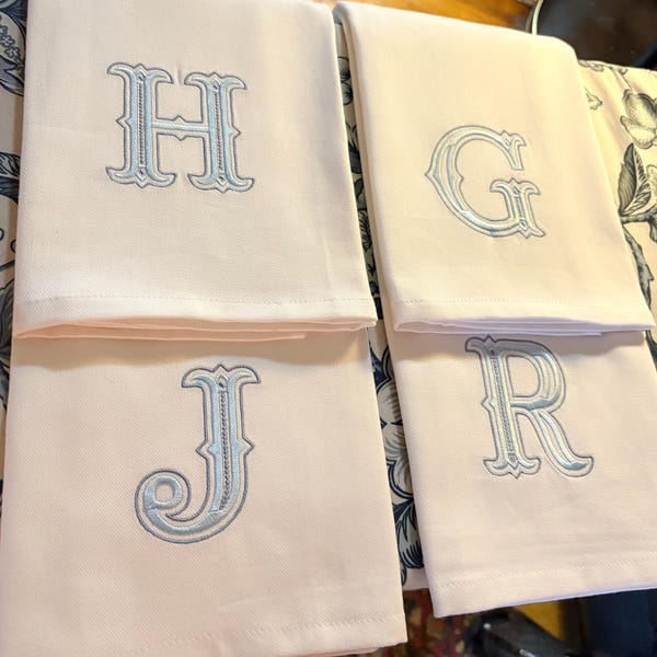 6" Inch Fairfax Fishtail Embroidery Fill Ribbed Font Monogram Satin ...