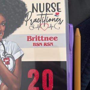Personalized All-in-One 2025 Planner perfect Christmas Gift | Personalize Jan-Dec Organizer | Black Nurse| includes planner clip