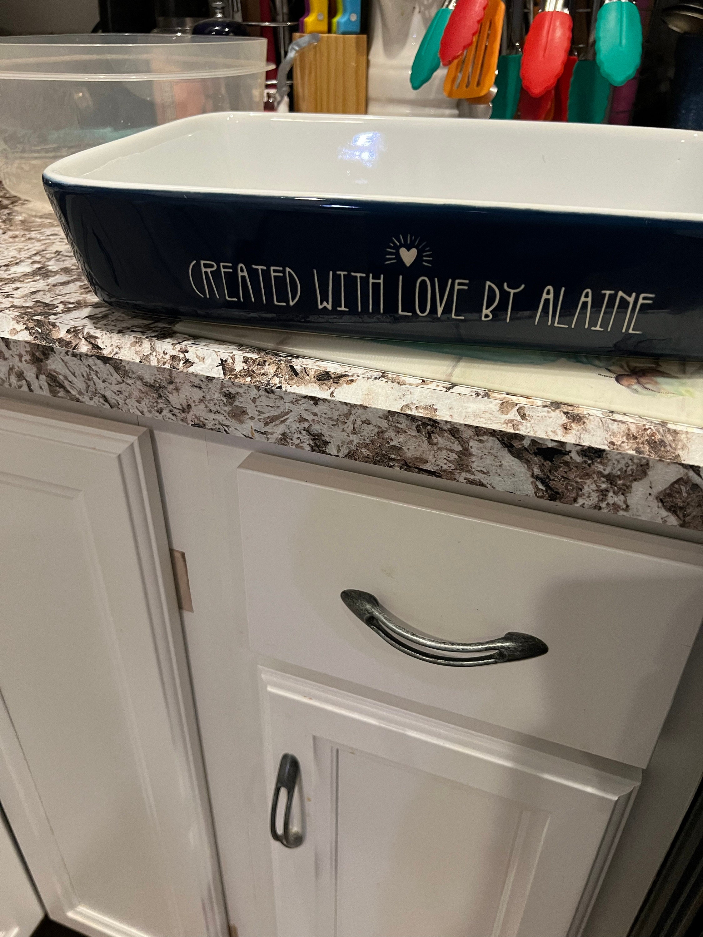 Made With Love Personalized Casserole Baking Dish, Personalized Cookware, Personalized Mother&#39;s Day Gift