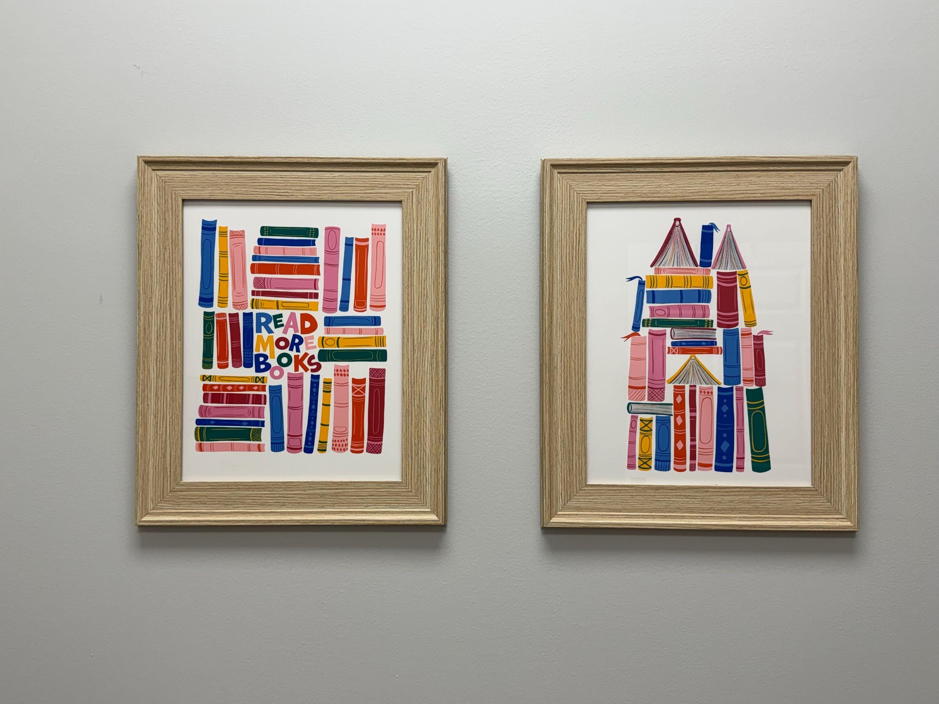 Book Castle, Book Art, Nursery Room Reading Art, Classroom Art, Gift For Reader, Colorful Kids Room, Reading Nook Art