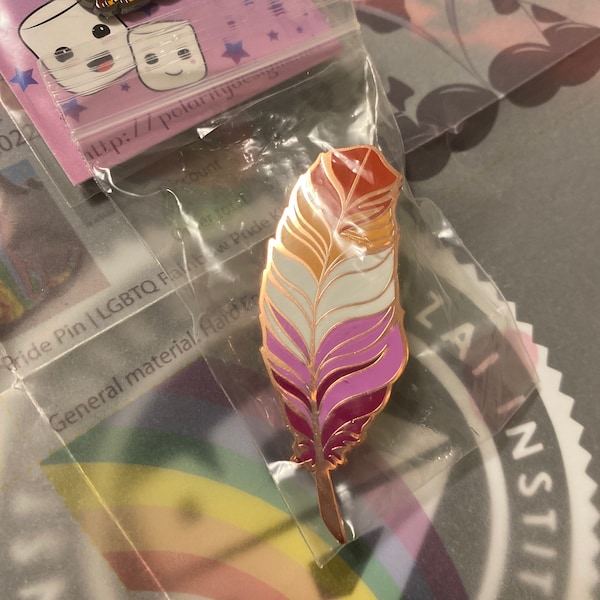 Lesbian Pride Feather Enamel Pin LGBT - Etsy