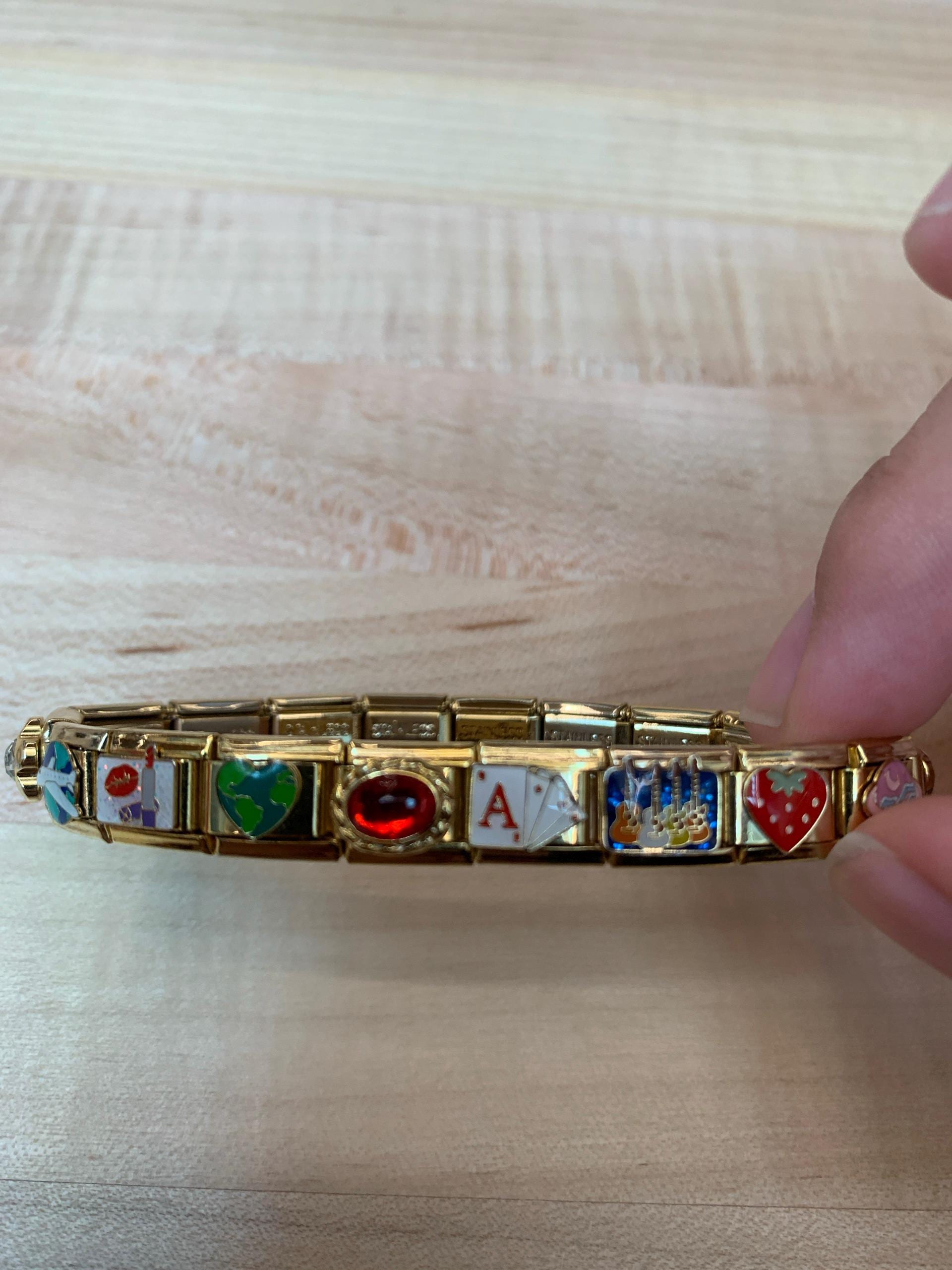 Gold Italian Bracelet, Custom Gold Italy Charms, Personalized Italian Bracelet, Italy Charms