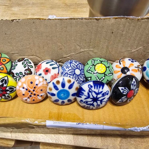 RAJRANG Multi Color Ceramic Door Knob - Set of 25 Pc - Indian Handmade RAJRANG Multi Color Ceramic Door Knob - Set of 25 Pc - Indian Handmade