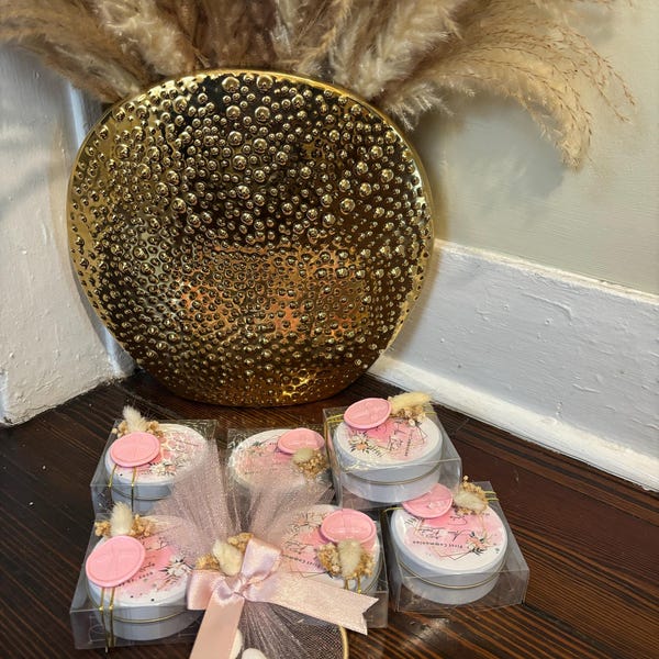 Personalized Soy Wax Tin Candle With Dried Flowers, Orange & Cinnamon ...