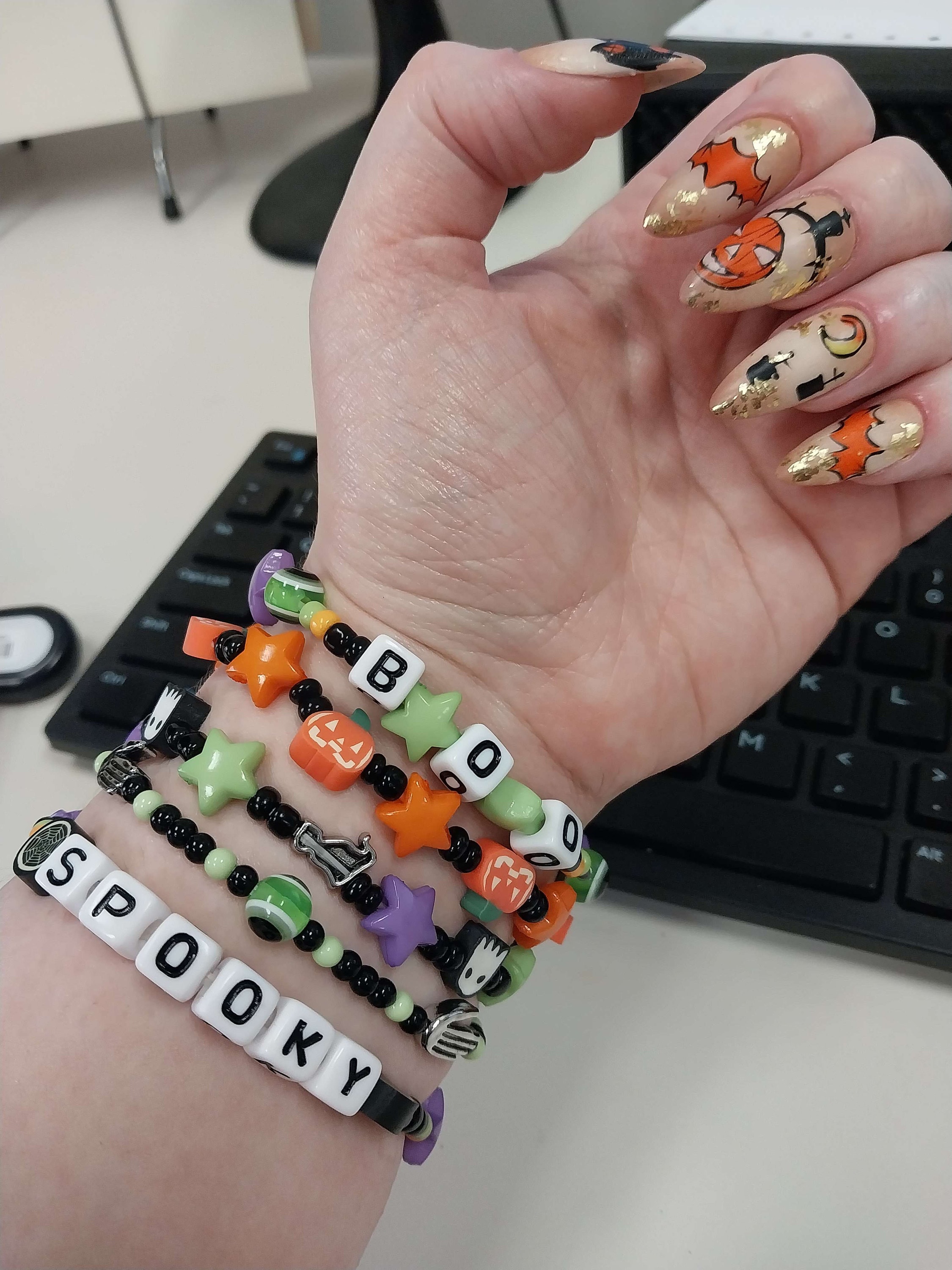 Spooky House Press On Nails | Halloween Special Press On Nails Stiletto | Hand-made Glue On Nails | Luxury Fake Nails | False Nails HA2