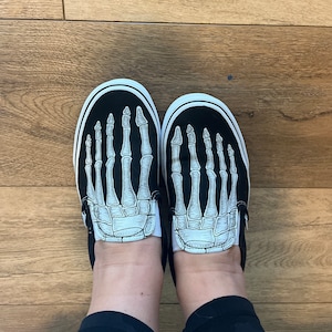 Skeleton Boney Feet Custom Vans Slip on Shoes 