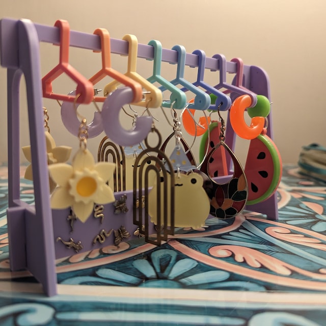 Earring Jewellery Mini Wardrobe Hanger Pastel Rainbow Holder Stand Funky  Colourful Travel Acrylic Laser Cut Alternative Gifts, Quirky 