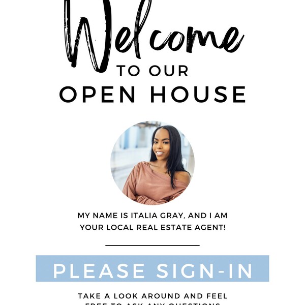 Open House Welcome Sign Printable, Real Estate Marketing, Open House ...