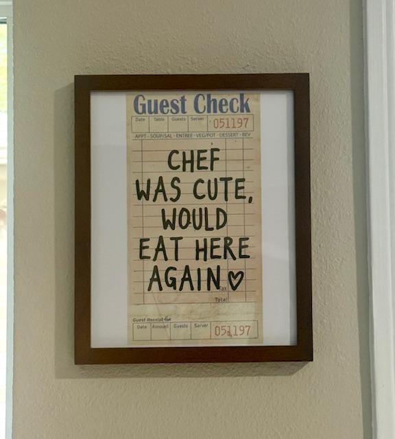 Chef Was Cute Guest Check Poster Trendy Wall Art Prints Kitchen Decor Shipped Wall Prints (Unframed) Apartment Prints And Posters Girly