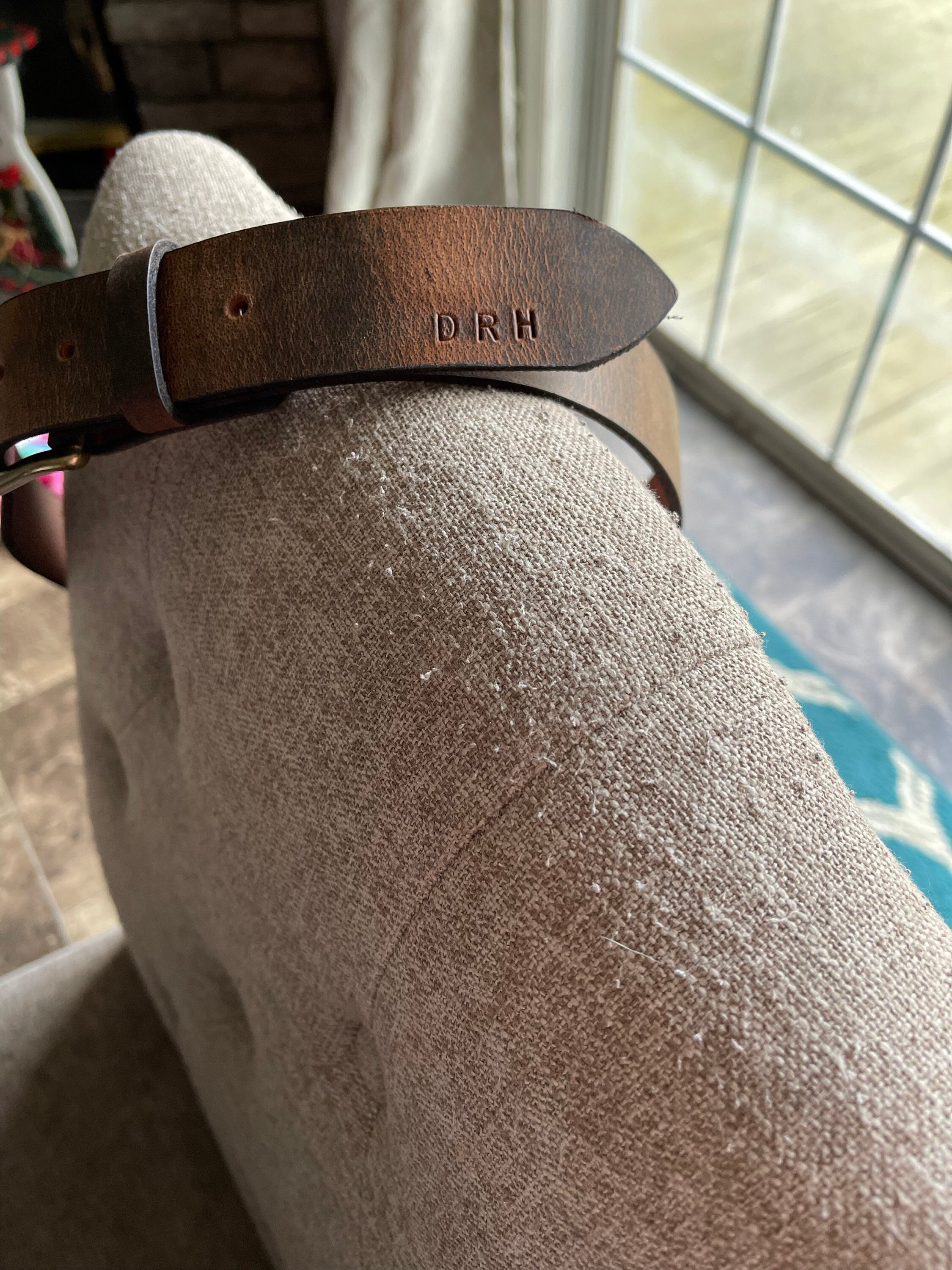 Leather Belt, Buffalo 1.5” Mens Dress Belt Amish Handmade Full Grain Made in USA