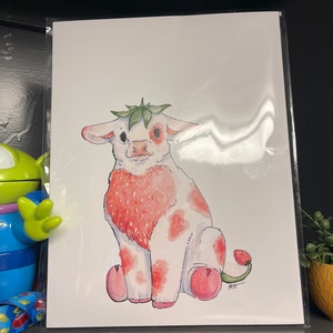 Strawberry Cow kawaii Photographic Print for Sale by MayBK