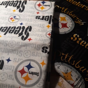 NFL Logo Pittsburgh Steelers Black & Yellow 100% Cotton Fabric by ...