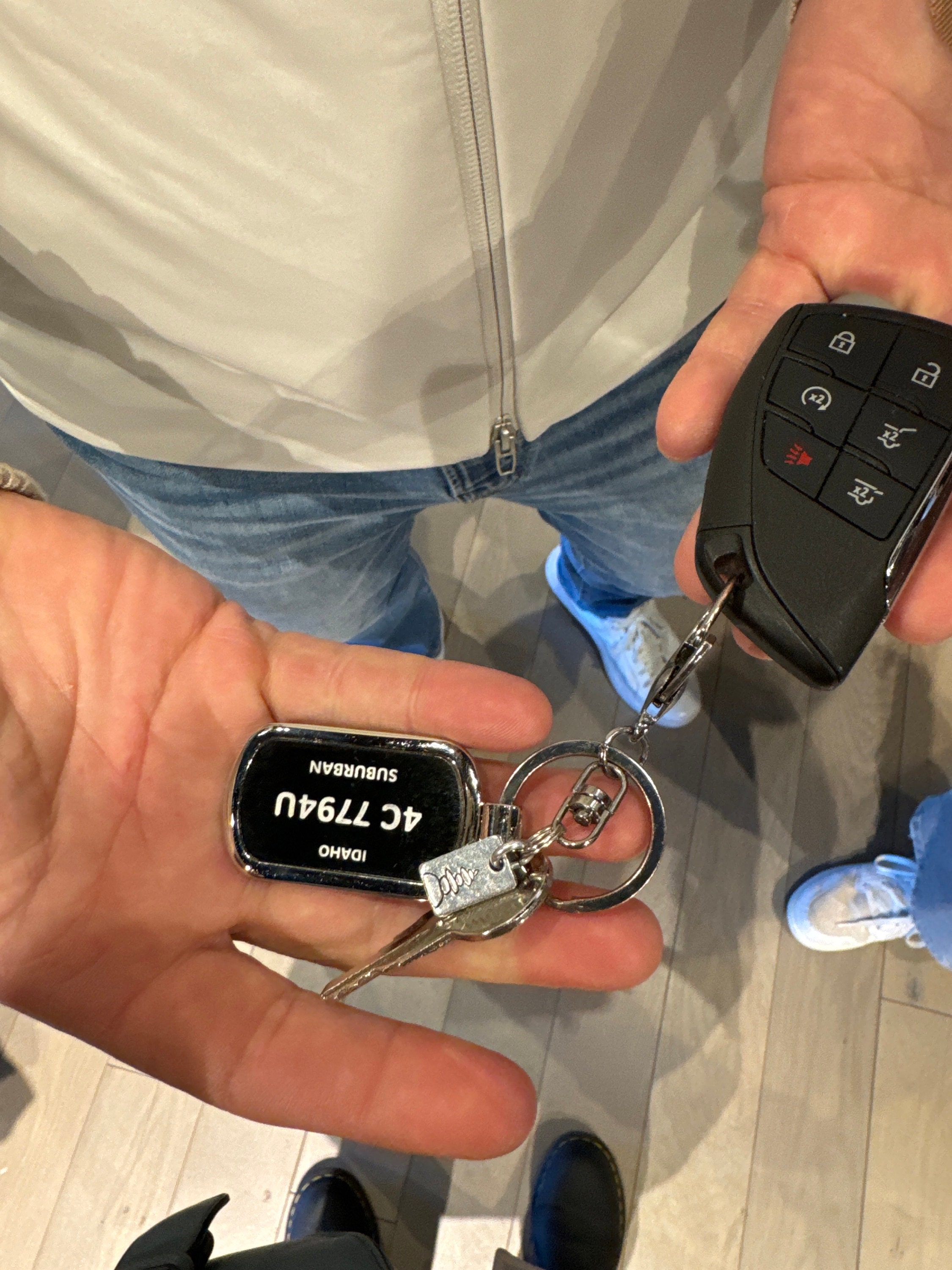 Customer photo of Custom Logo Etched Metal Keychain from Shaundalee