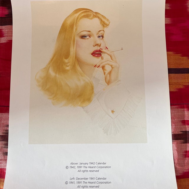 Varga Girl, Original Pin up Vintage Print January 1942 Calendar