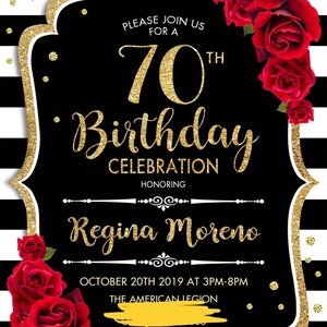 Surprise 70th Birthday Invitation . 80th 90th Any Age. Blue 
