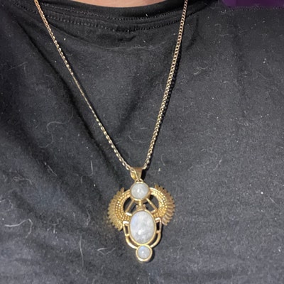 Golden Scarab Necklace / Moonstone Scarab Pendent / Talisman Jewelry ...