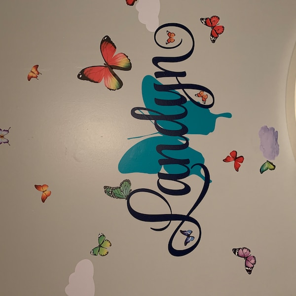Name Wall Decal Butterfly Personalized Name Butterfly Wall Decal ...