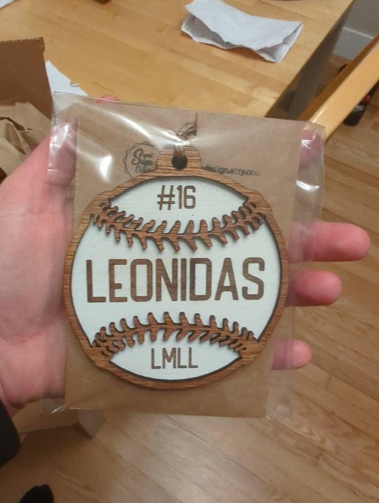 Baseball Ornament | Christmas | Laser Engraved | Gift Tags | Sports | Team |