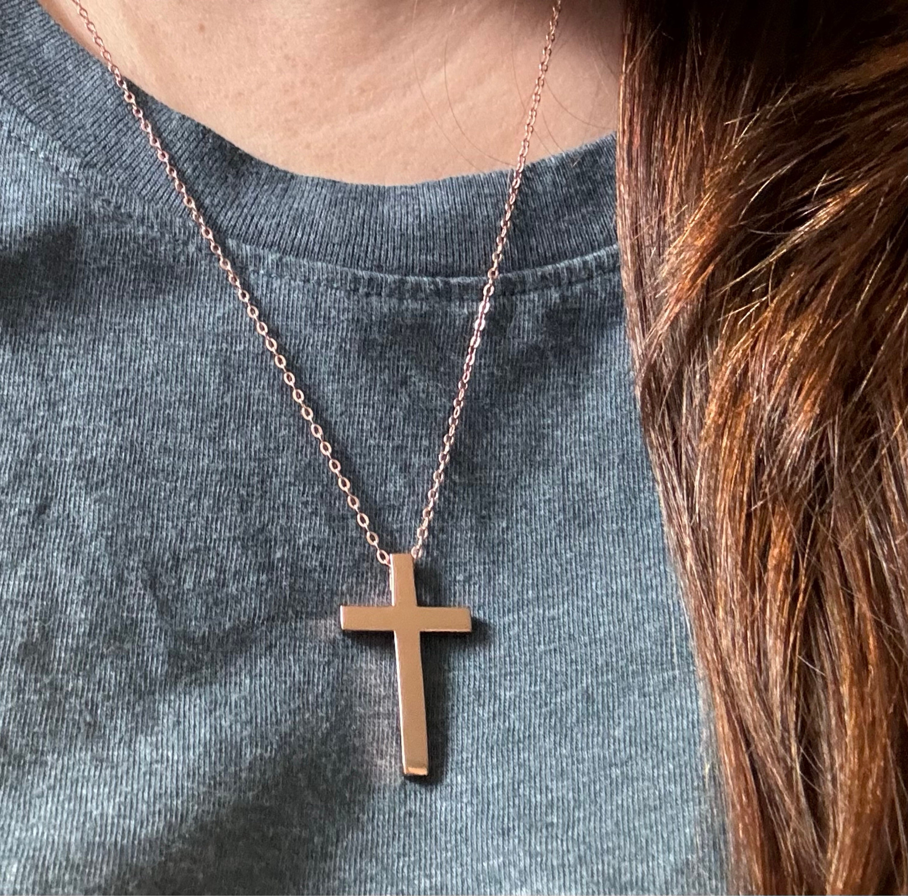 Personalized Cross Necklace in Gold / Silver / Rose Gold, Custom Bible Verse and Name Engraving, Religious Jewelry Gift for her