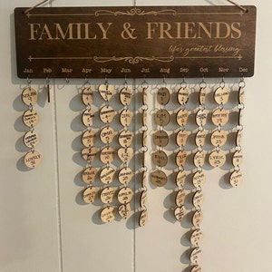 Wood Family Calendar Personalized Family Birthday Board Etsy