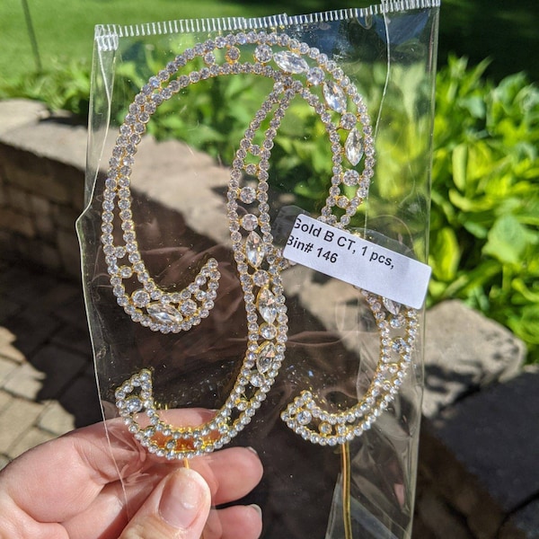 Large 5" Crystal Rhinestone Gold Cake Topper Letter "b" Monogram ...