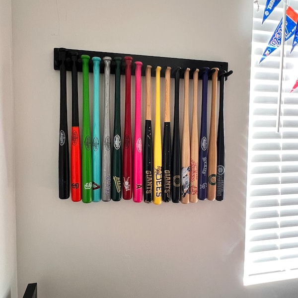 Mini Bat Rack Display 9-17 Bats Collectible Bats Baseball Storage Wall ...