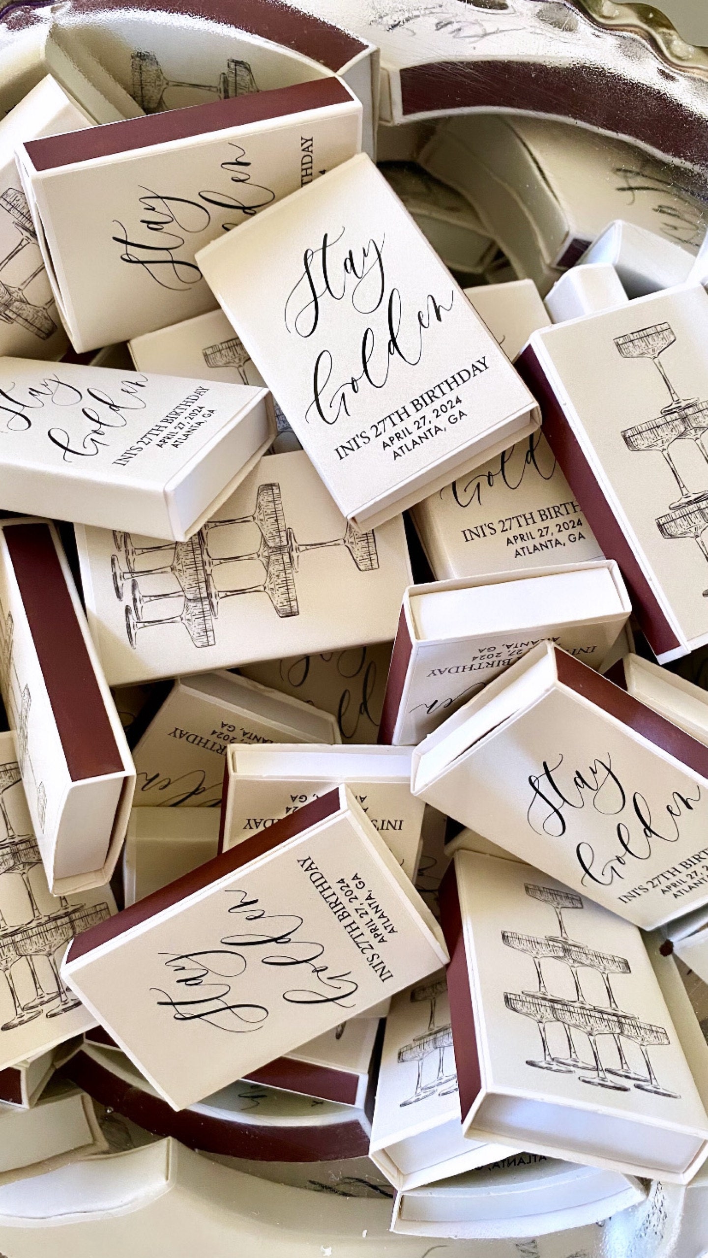(Set of 50)Personalized Matches, Wedding Favors, Champagne Tower, Reception Favors, Bridal Shower, Engagement, Custom Party Favors