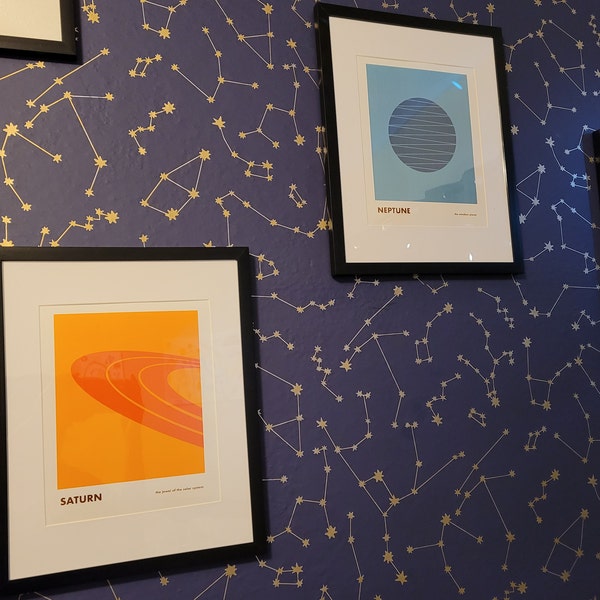 Solar System Planets Retro Prints, Set of 9 Mid Century Modern Art ...