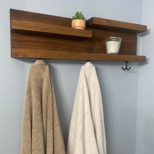 28 Bathroom Shelf Organizer with Towel Hooks - Modern Farmhouse Decor –  KBNDecor