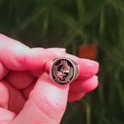 10K Gold, 14K Gold, 18K Gold, Family Crest Coat of Arms Custom Ring for ...