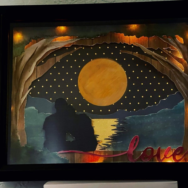 Layered Love Shadow Box Svg File for Cricut, Lighted Shadowbox Svg, 3D ...
