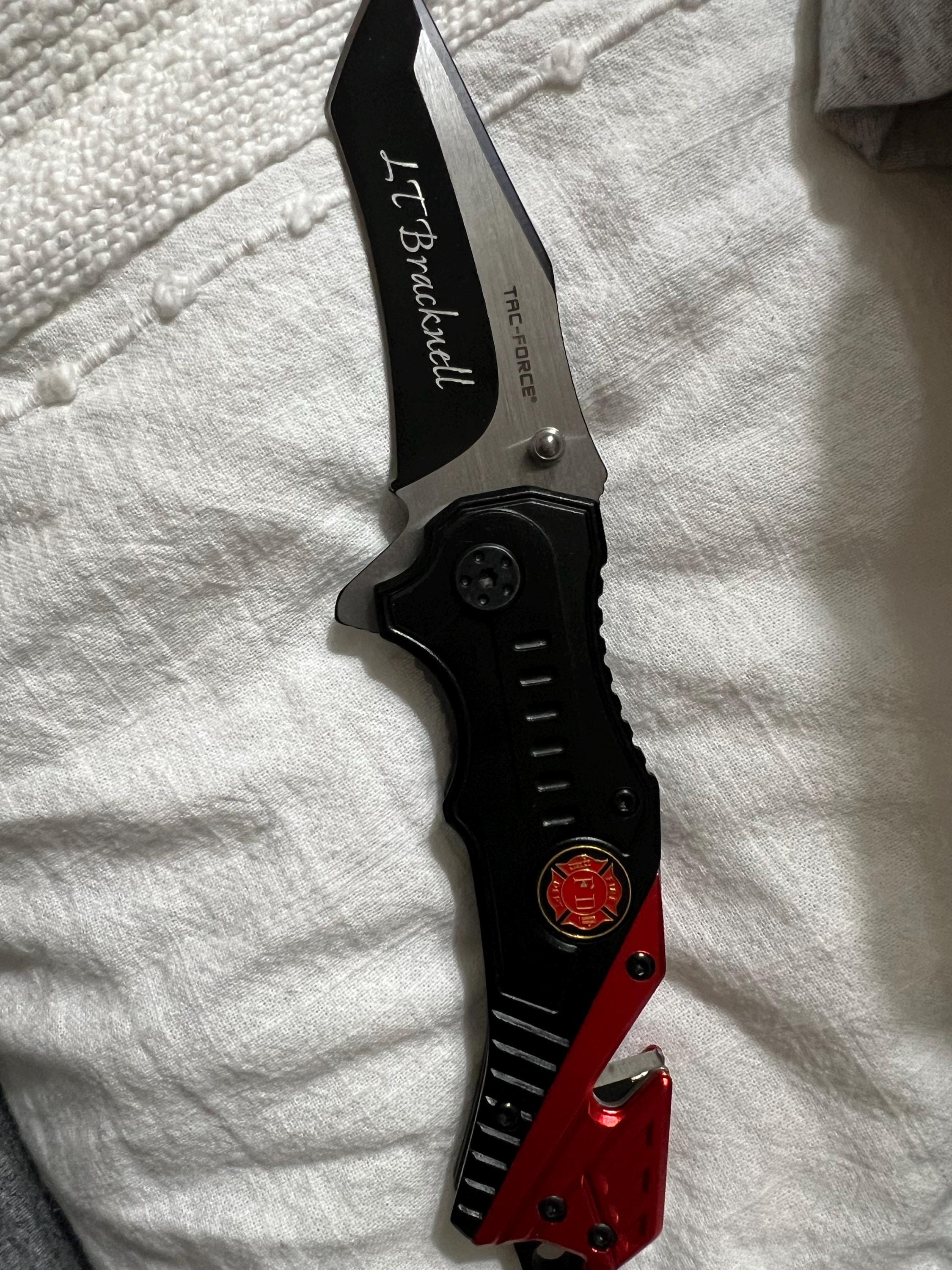 Personalized FIREFIGHTER FIREMAN Pocket Knife Knives Fire Academy Platoon Engine Custom Engraved Gift for Dad Him Grandpa Son Multitool