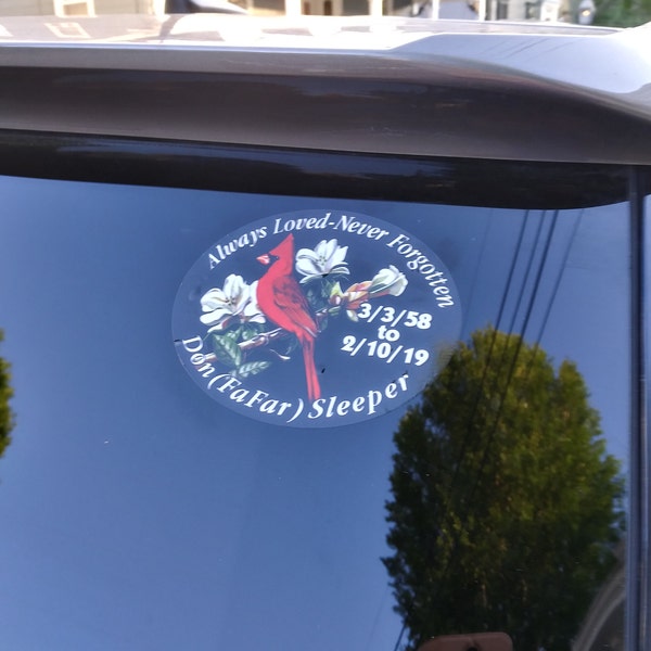 In Memory of Personalized Vinyl Decal Cardinal Theme Always Loved Never ...