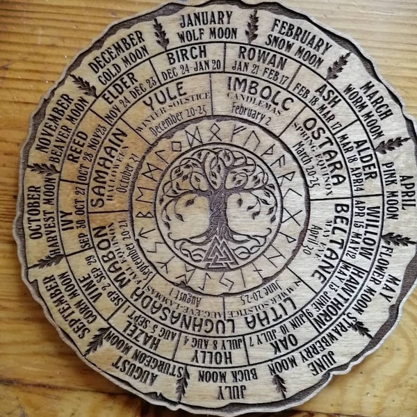 Celtic Tree of Life Calendar, Wheel of the Year Wood Sign, Tree of Life ...