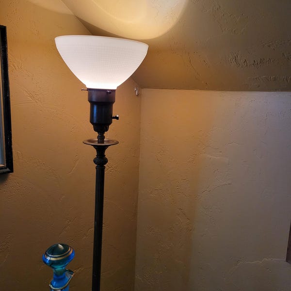 Glass Torchiere Diffuser White Opal Glass Torchiere Diffuser Floor Table Lamp Shade, Waffle ...